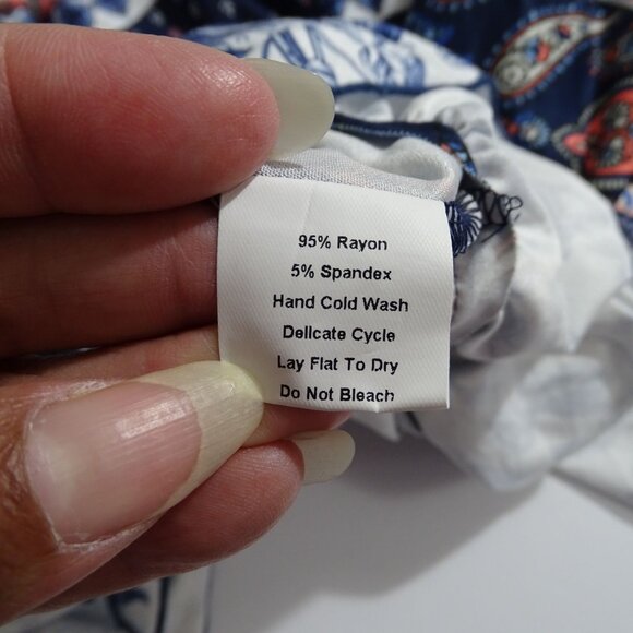 Nuggles Paisley Print Boho Maxi Dress Modest Navy Blue Women Size 2X 3/4 Sleeve - Picture 8 of 8